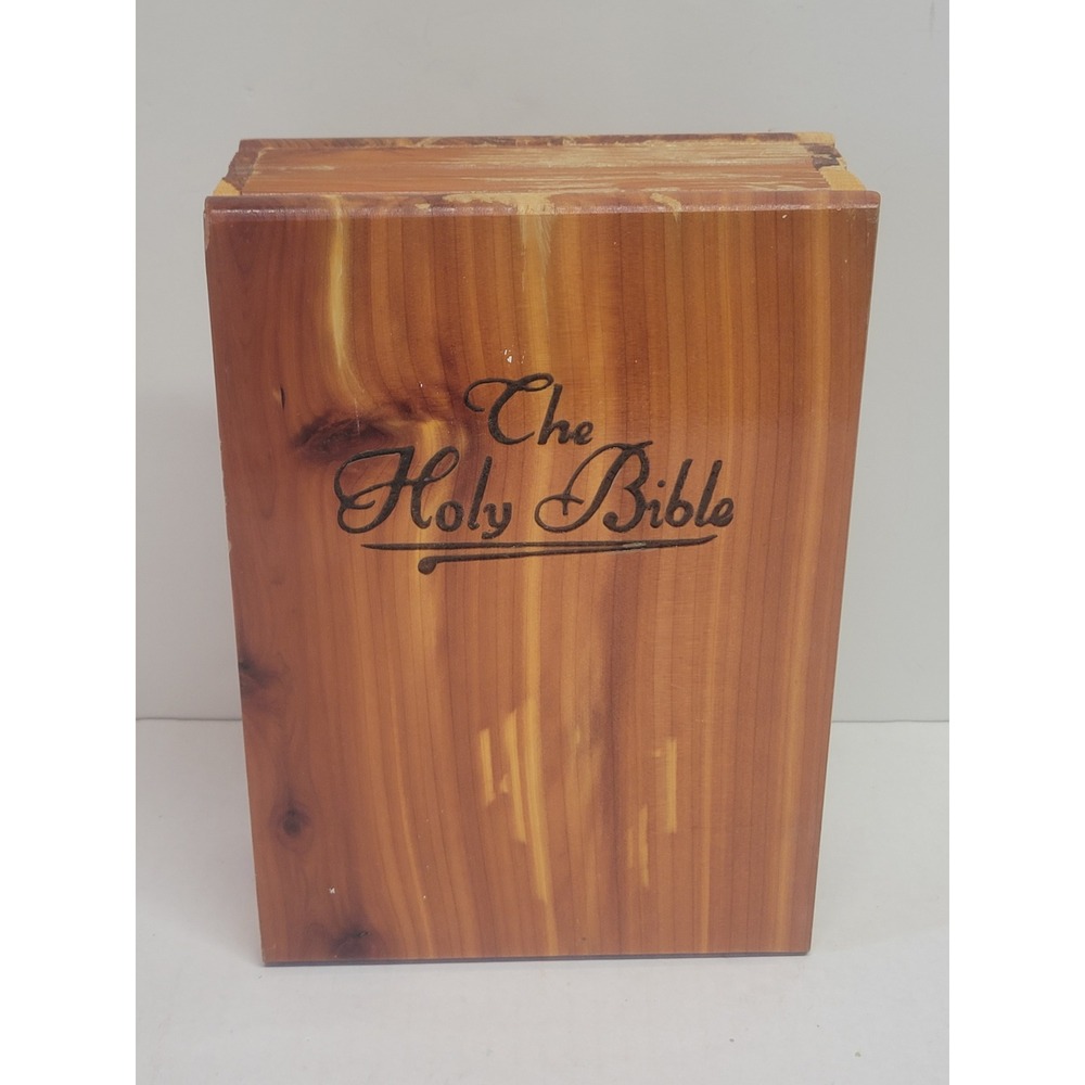 Vintage KJV Holy Bible‎ Comfort Edition in Elegance of Cedar Wood Memorial Box
